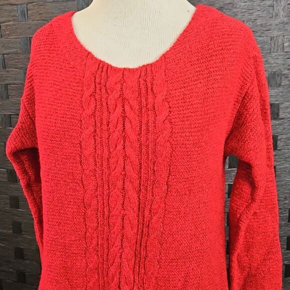 NWT Liz Claiborne Cabaret Red Crew Tunic Oversized Sweater Size Small - Picture 3 of 13